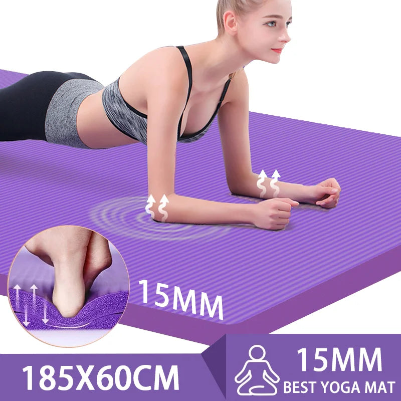 Thickened anti-slip yoga mat from Hlpmedical, foam exercise mat ideal for Pilates and yoga workouts, textured surface for stability.