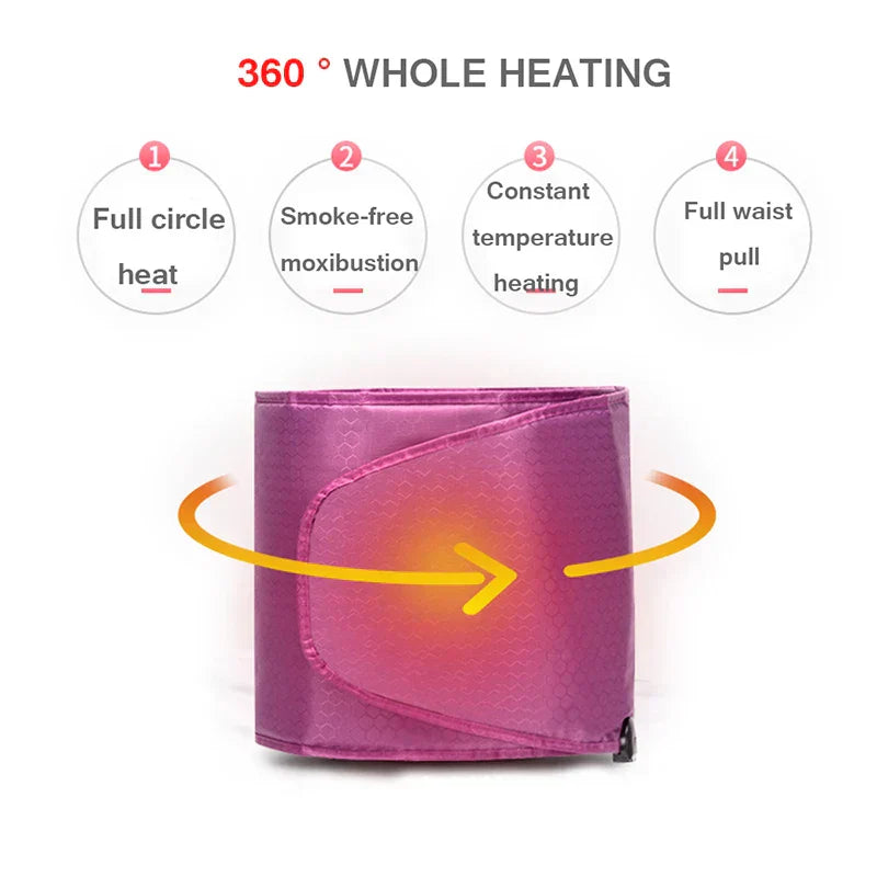 Hlpmedical electric sauna heating belt for slimming, infrared therapy, and relaxation, shown wrapped around a person's waist.