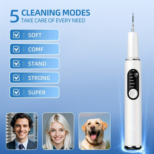 Rechargeable electric tooth cleaner with LED light and five modes by Hlpmedical, designed for effective oral hygiene.