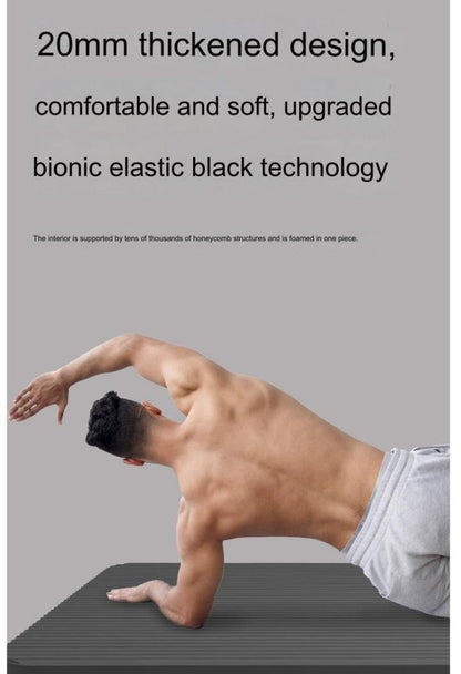 Hlpmedical 20mm thick shock-absorbing yoga mat for exercise and Pilates, with a textured surface for grip and comfort during workouts.