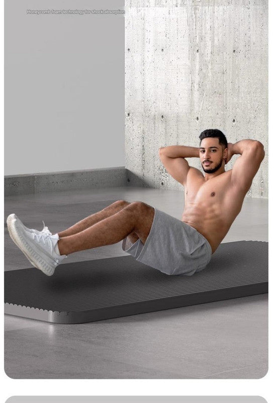 Hlpmedical 20mm thick shock-absorbing yoga mat for exercise and Pilates, featuring textured surface for grip and comfort.