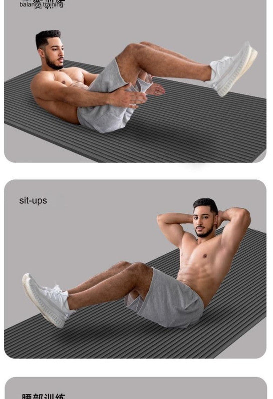 Hlpmedical 20mm thick shock-absorbing yoga mat on a gym floor, designed for comfort and stability during yoga and fitness exercises.