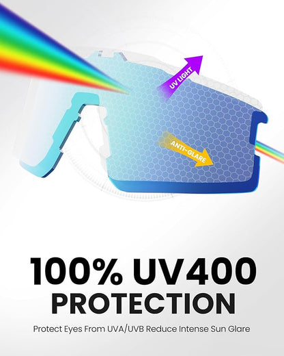 OutdoorMaster Hawk II polarized sports sunglasses with blue frame and Revo Blue Cat.3 lenses, UV400 protection, TR90 frame for cycling and running