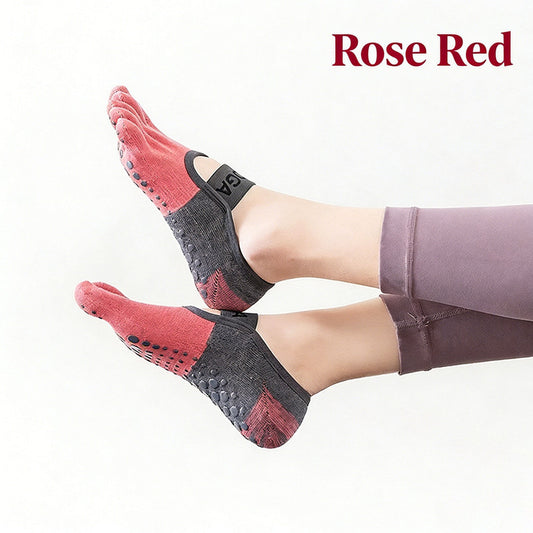 Professional five-toe yoga socks | Full-sole PVC anti-slip particles | Breathable and form-fitting | Multiple colors available | A must-have for indoor workouts(Rose Pink)