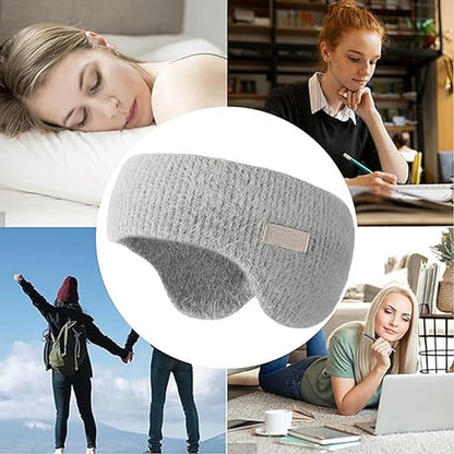 Pink noise-canceling earmuffs for sleeping, warm and thick knit headband, ideal for rest, winter warmth, cycling, and soundproof comfort.