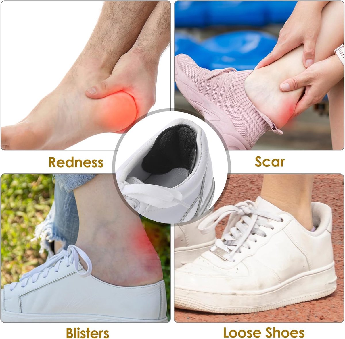 Hlpmedical 4-pair anti-slip heel soles for high heels and dress shoes, self-adhesive and unisex foot care accessory.