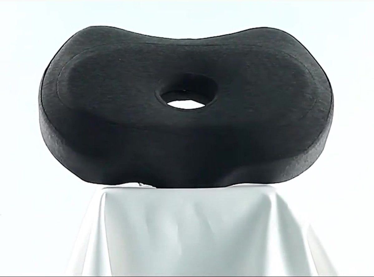 Grey Hlpmedical piercing pillow with ear hole, memory foam, ergonomic design, washable, skin-friendly, for side sleepers with ear pain.