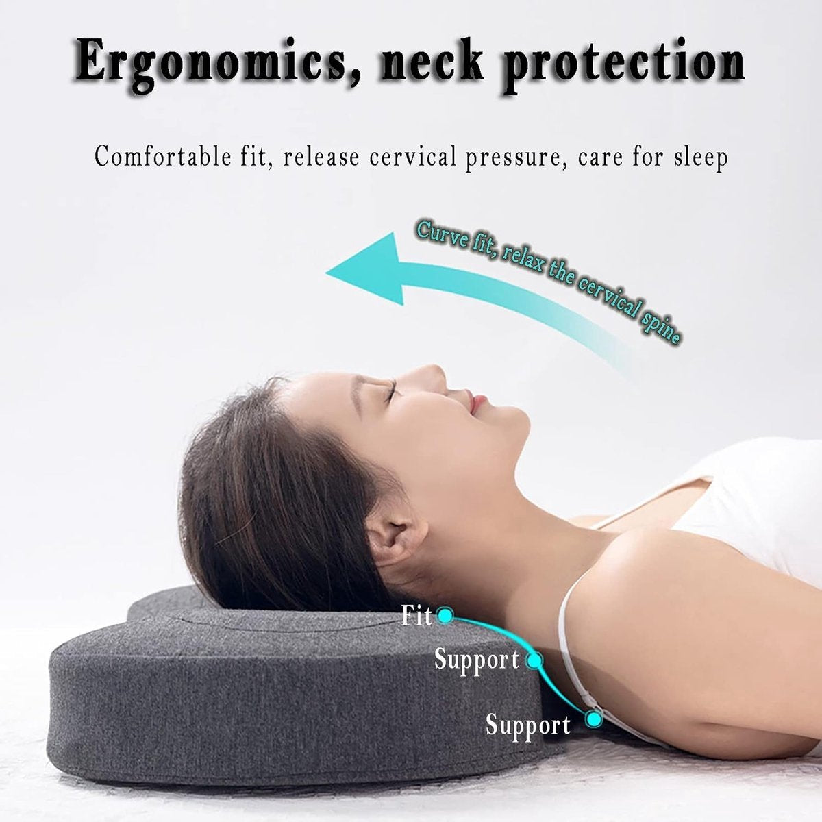 Grey Hlpmedical Piercing Pillow with ear hole, ergonomic memory foam, washable, removable cover for side sleepers and ear pain relief.