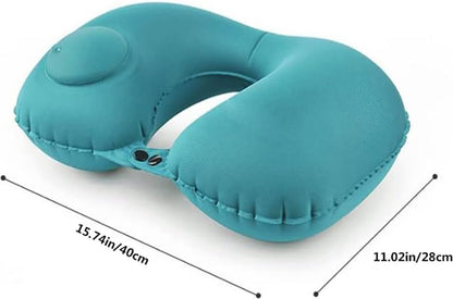 Hlpmedical inflatable travel pillow with soft neck support, foldable design, ideal for airplane and car travel, stabilizes neck during sleep