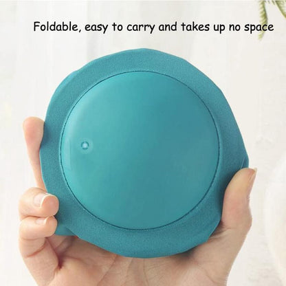 Inflatable Hlpmedical travel pillow with soft neck support, foldable design, and neck band for airplane or car travel comfort.