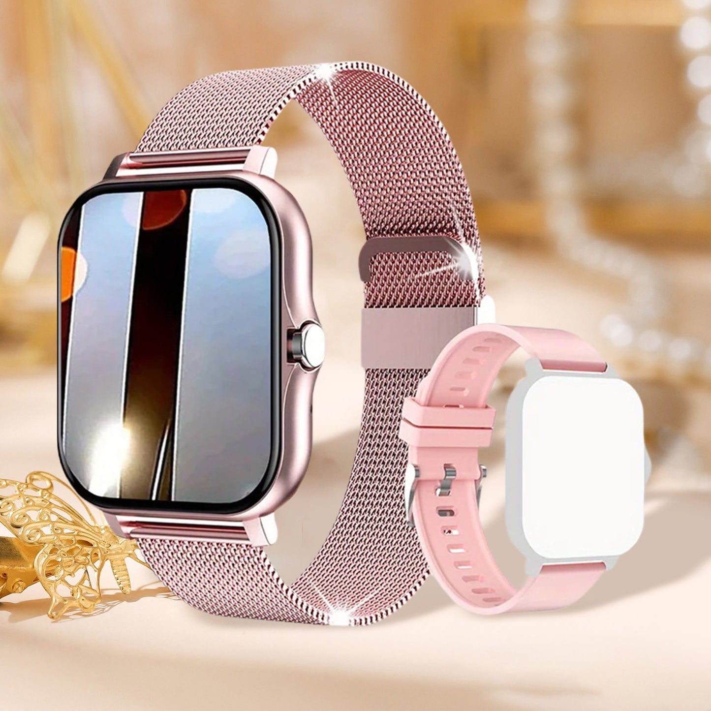 Hlpmedical waterproof smart watch with full touch screen, call function, fitness tracking, sleep monitoring, compatible with Android and iPhone.
