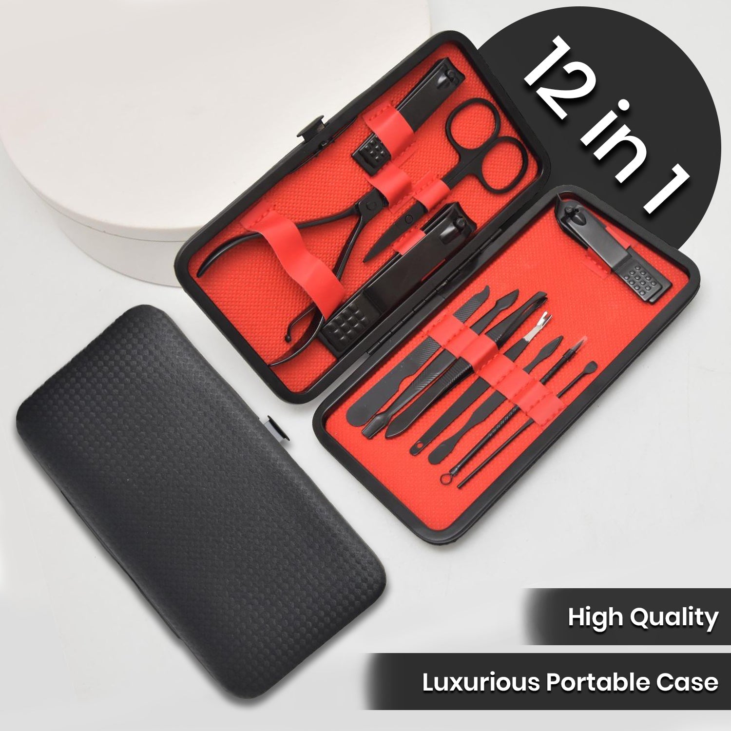Hlpmedical 12-piece manicure and pedicure kit for babies and kids with grooming tools in a compact set