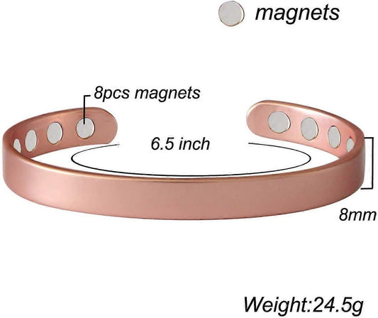 Hlpmedical copper magnetic bracelet for men and women with 8 magnets, designed to relieve arthritis, joint pain, and carpal tunnel syndrome.