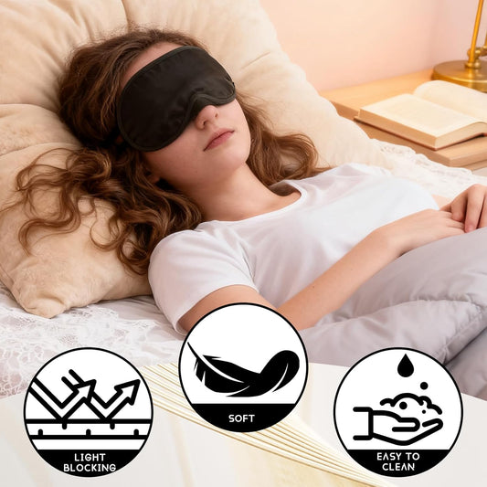 Black Hlpmedical sleep masks with adjustable straps, 8-pack, ideal for travel, sleep, and party games, suitable for women and men.
