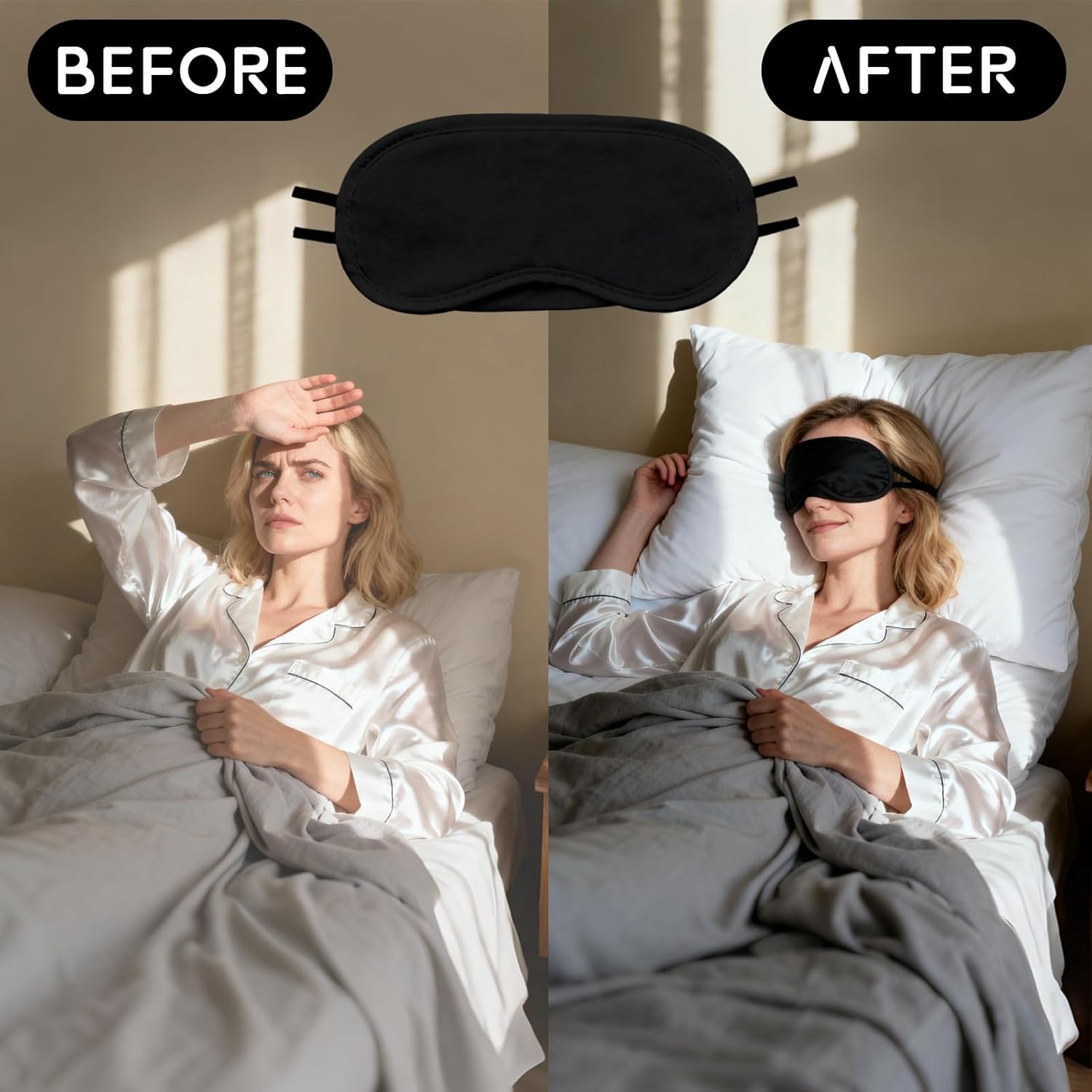 Black Hlpmedical sleep mask with adjustable strap, 8-pack for travel, sleep, and party games, suitable for women and men.