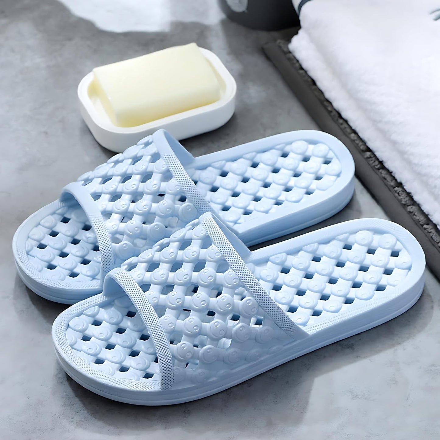 Hlpmedical men's and women's quick-drying shower slippers with cushioned thick soles, non-slip indoor outdoor bathroom sandals.