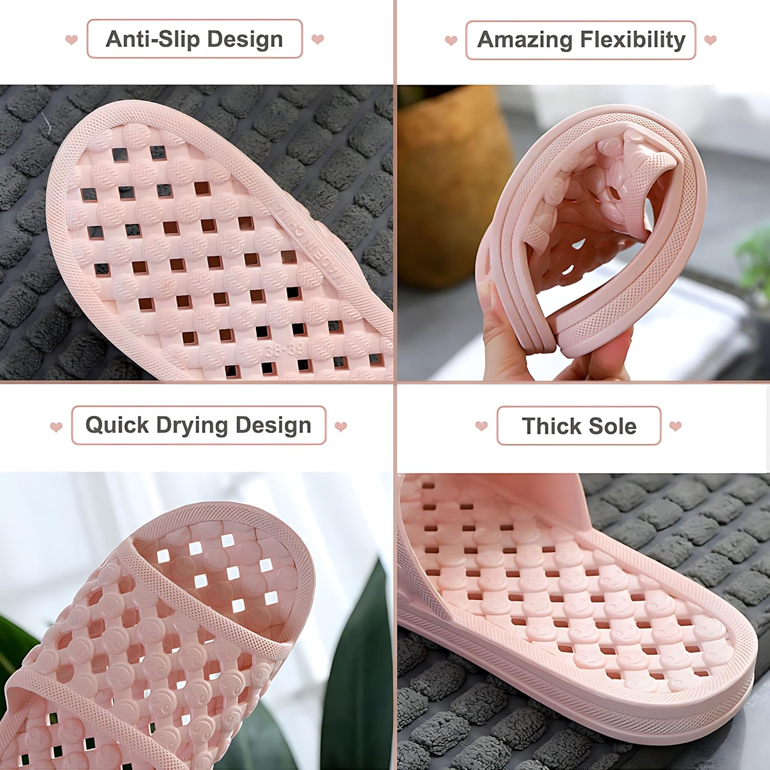 Hlpmedical quick-drying shower shoes for women and men, non-slip cushioned slippers with thick soles for indoor outdoor use.