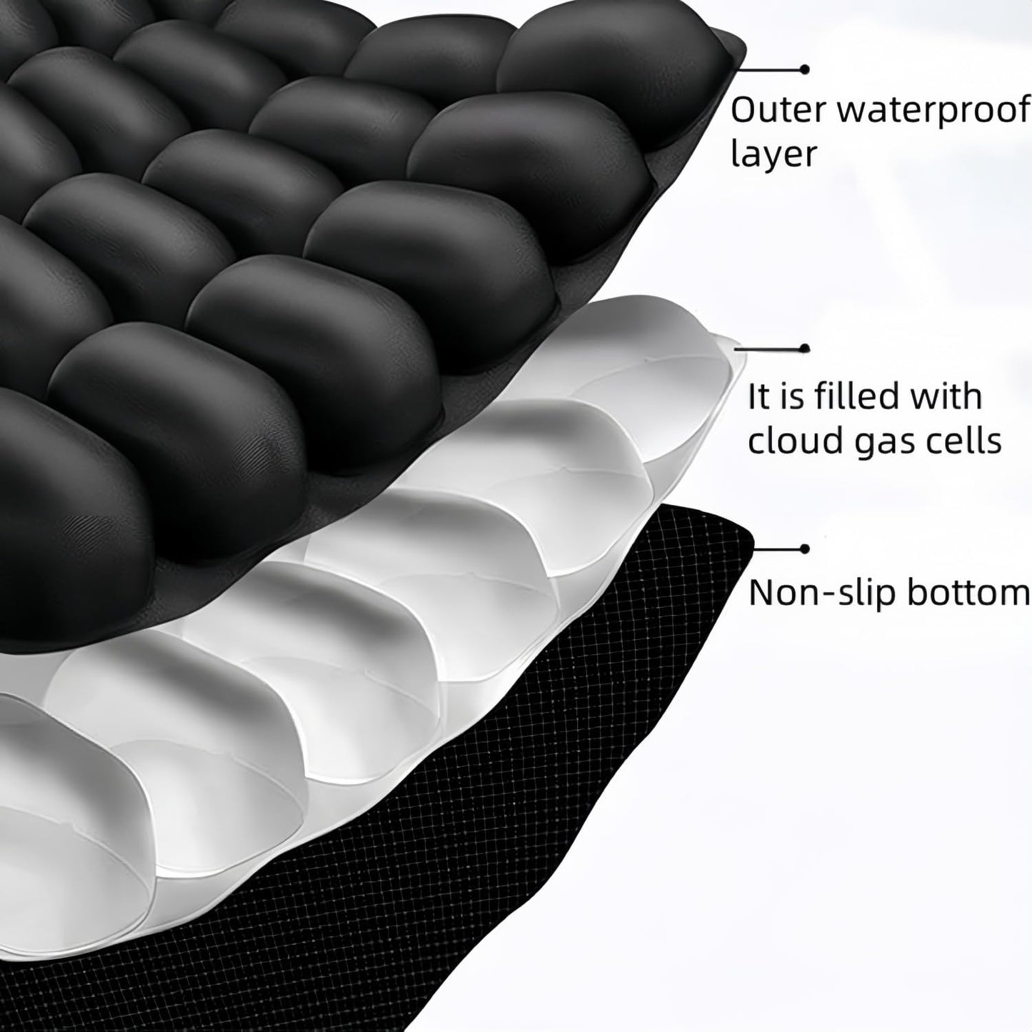 Hlpmedical 3D Air Cell Travel Cushion, inflatable seat cushion for airplane, car, office, and wheelchair comfort.