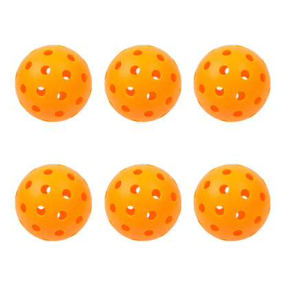 Six Hlpmedical Precision Aerodynamic 40 Hole Design Pickleball Balls for outdoor and indoor pickleball gameplay.
