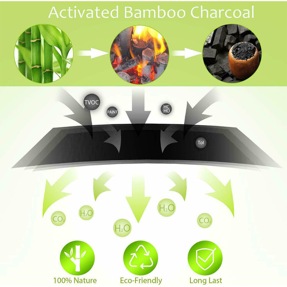 Set of 5 Hlpmedical bamboo charcoal air purifying bags for car, home, and shoes, 200g each for freshening and deodorizing spaces.