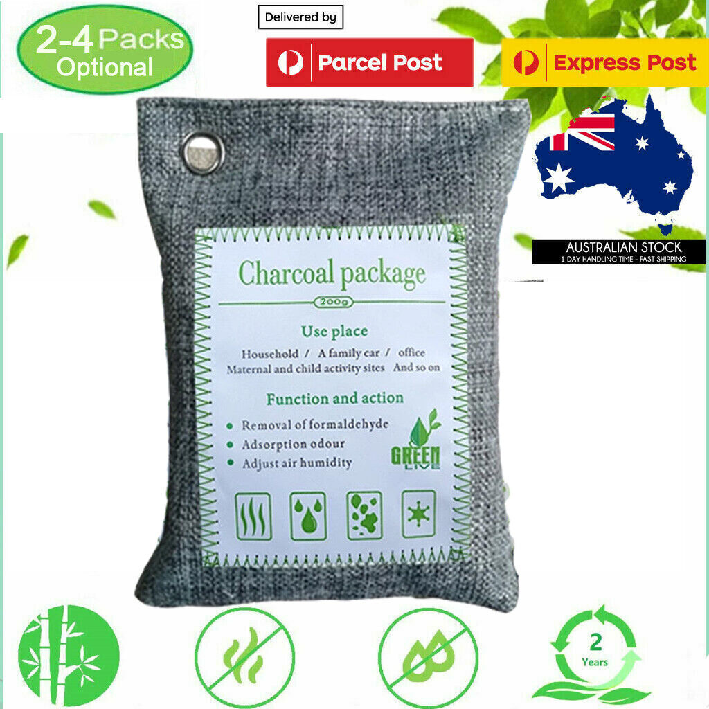 10PCS Hlpmedical bamboo charcoal air purifying bags for car, home, and shoes, reducing odors and moisture naturally.