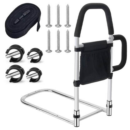 Hlpmedical bed rail safety assist for elderly adults with storage pocket and fixing strap, providing mobility and fall prevention.