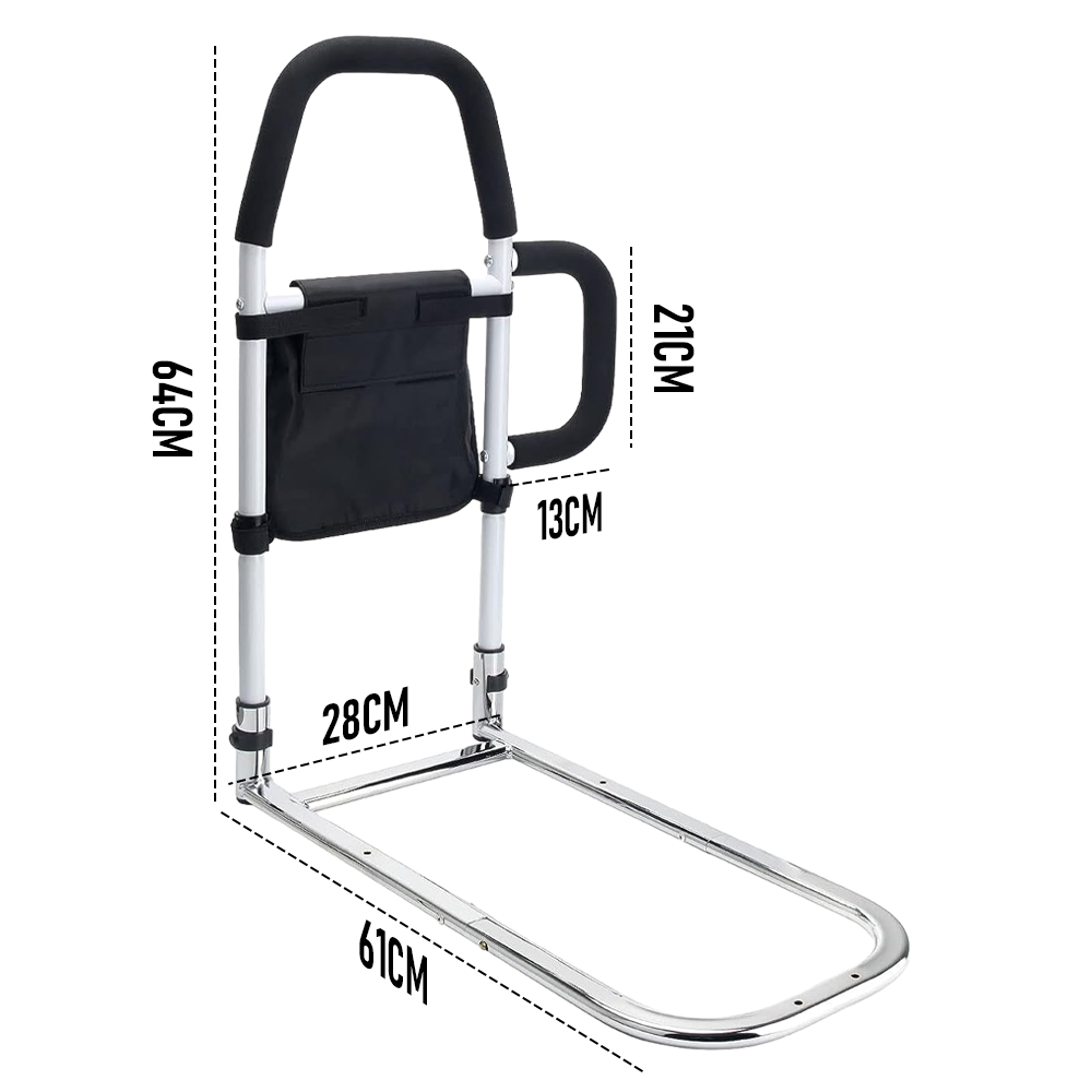 Hlpmedical bed rail safety assist with storage pocket and fixing strap, designed for elderly adults' mobility and accessibility.