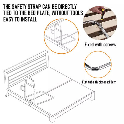 Hlpmedical bed rail safety assist with storage pocket and fixing strap, designed for elderly adults' mobility and accessibility.