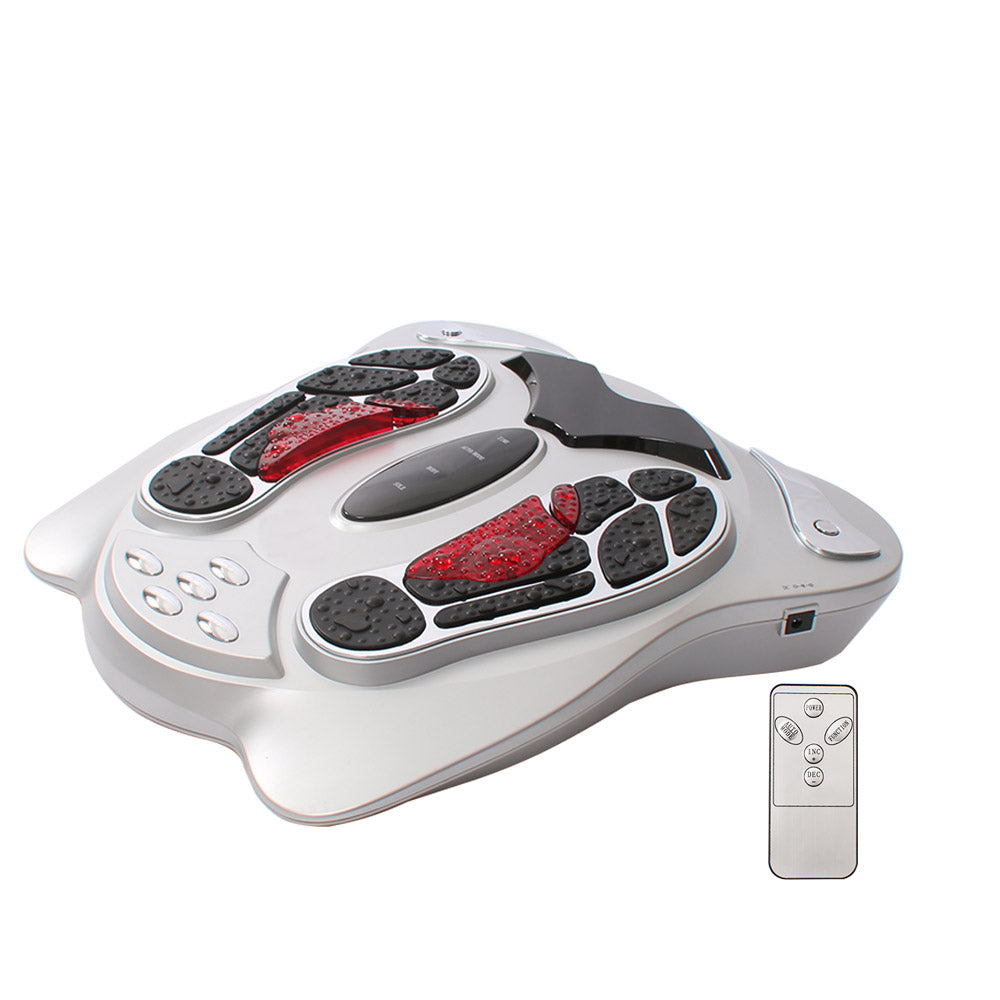 Hlpmedical electromagnetic foot massager with wave pulse technology, black and silver design for relaxation and foot therapy.