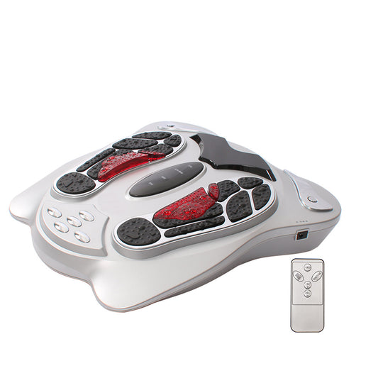 Hlpmedical electromagnetic foot massager with wave pulse technology, black and silver design for relaxation and foot therapy.