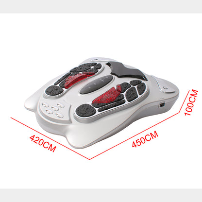 Hlpmedical electromagnetic foot massager with wave pulse technology, shown with textured footpads for relaxation and pain relief.
