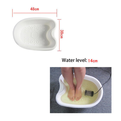 Ion Ionic Detox Foot Spa Machine with array cell, white foot bath tub, and health care tools from Hlpmedical for foot detox and relaxation.