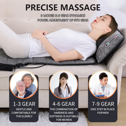 Gray full-body heated massage mattress pillow with 10 vibrating motors for pain relief, by Hlpmedical in the Health & Beauty category.