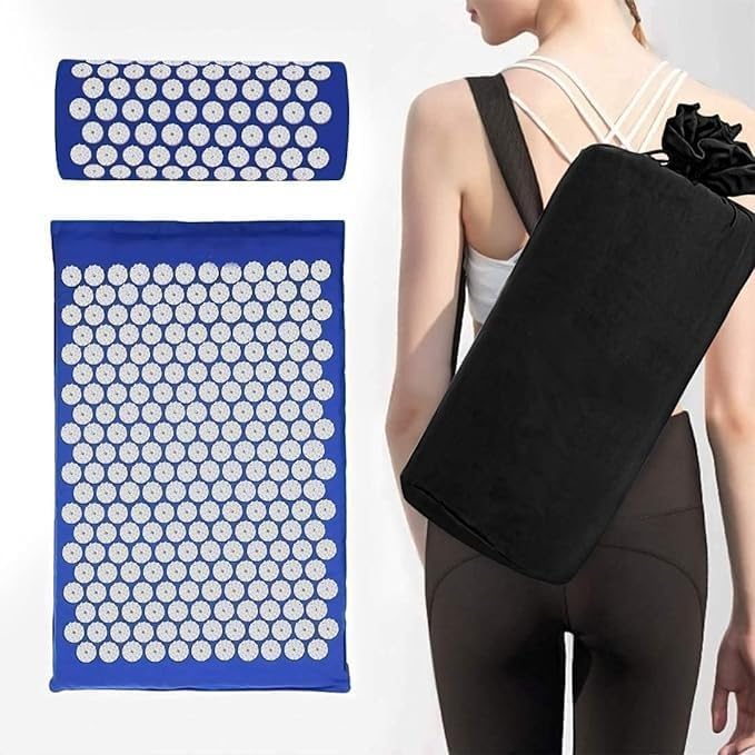 Blue Hlpmedical acupressure yoga mat for relaxation, pain relief, and stress reduction during exercise or meditation sessions.