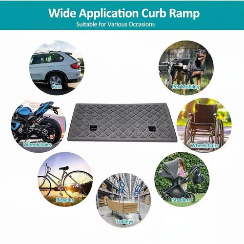 Heavy duty kerb curb ramp for trucks, wheelchairs, cars, and motorbikes by Hlpmedical, automotive loading ramp for easy access.
