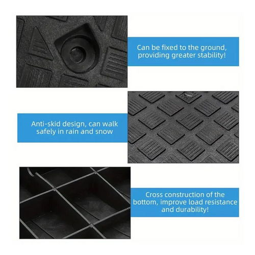 Heavy duty curb ramp for trucks, wheelchairs, cars, and motorbikes, designed for automotive loading and curb access by Hlpmedical.