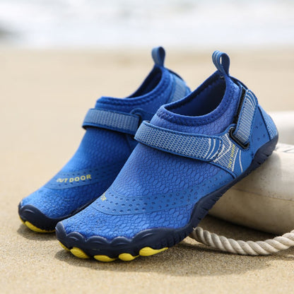 Kids water shoes by Hlpmedical in Klein blue, barefoot style, quick-dry aqua sports shoes for boys and girls, size US4/EU36.