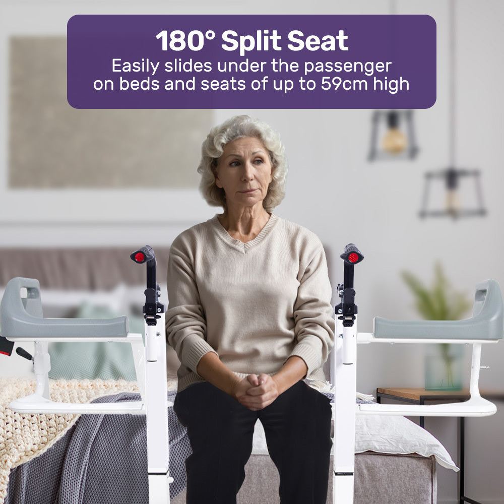 EQUIPMED 4in1 Patient Lift Transfer Chair, Manual Height Adjustment, Shower Compatible, Over Toilet, Removable Commode, for Seniors Elderly Disabled