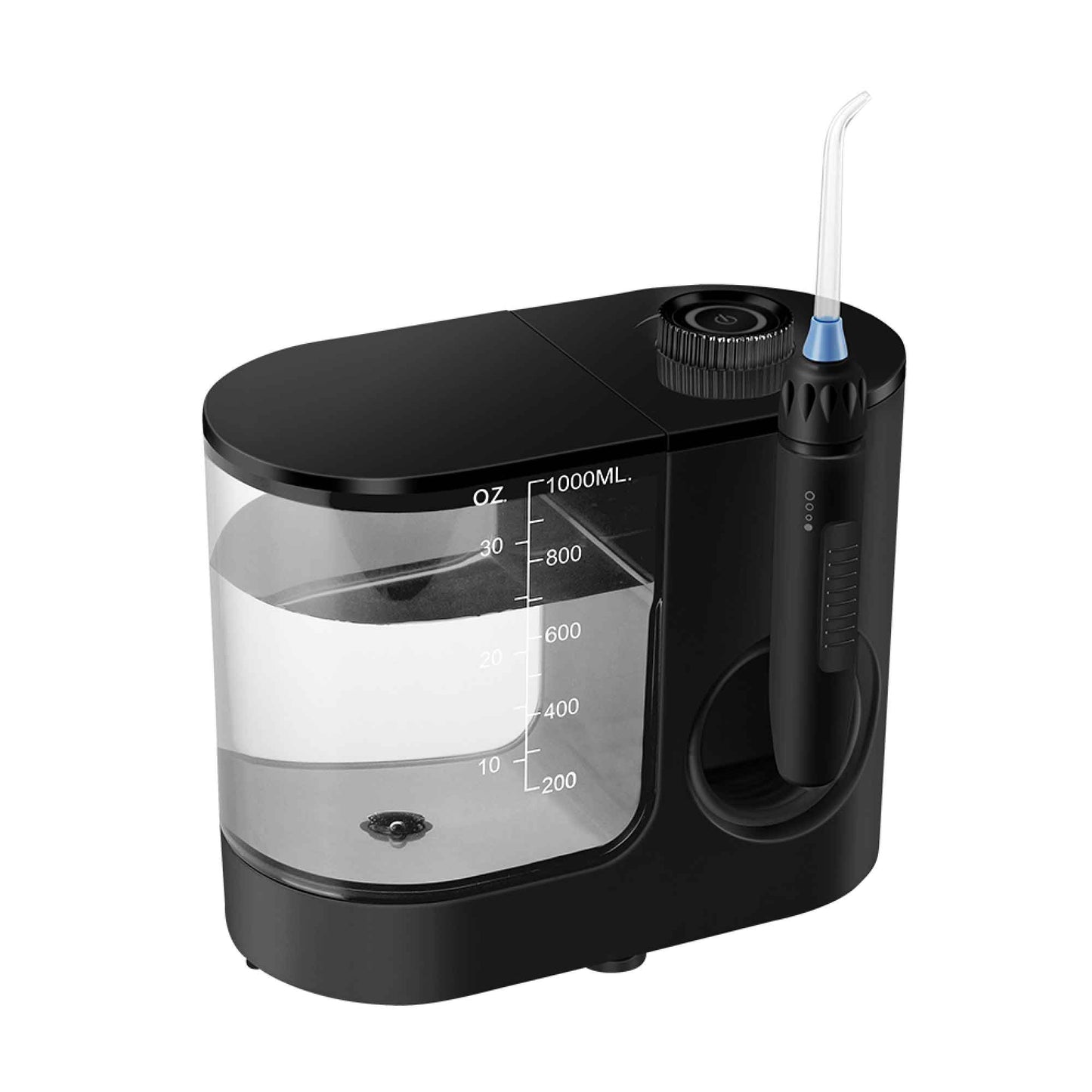 Hlpmedical Orku 1000ml electric water flosser in black with adjustable pressure for effective oral hygiene.