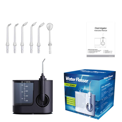 Hlpmedical Orku 1000ml water flosser electric oral irrigator with adjustable pressure in black for effective dental cleaning.