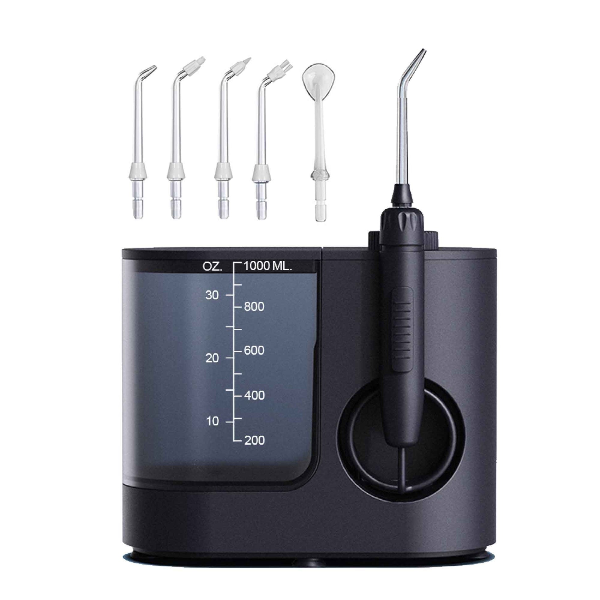 Hlpmedical Orku 1000ml electric water flosser and oral irrigator in black with adjustable pressure for effective oral care.