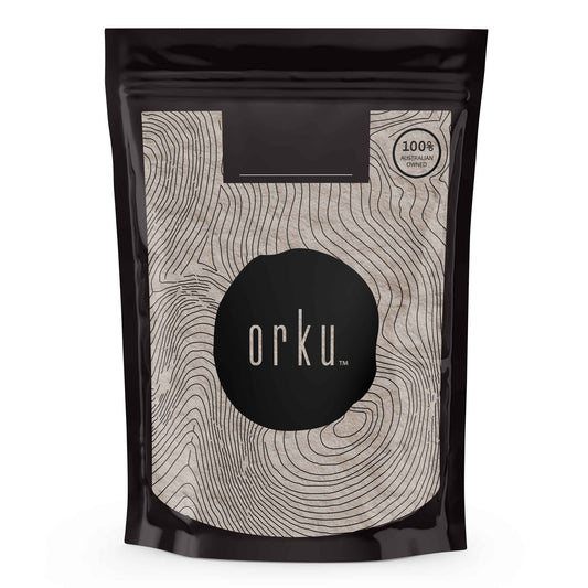 Hlpmedical Orku 50g fine diatomaceous earth food grade FCC fossil shell flour powder for health and nutrition purposes.