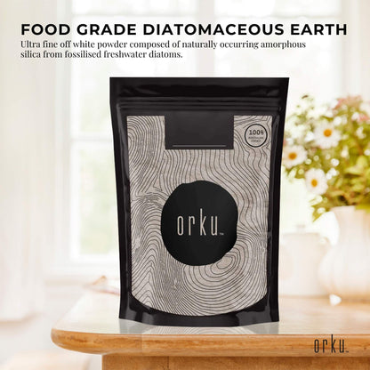 Hlpmedical Orku 50g fine diatomaceous earth food grade powder, fossil shell flour for health and nutritional supplements.
