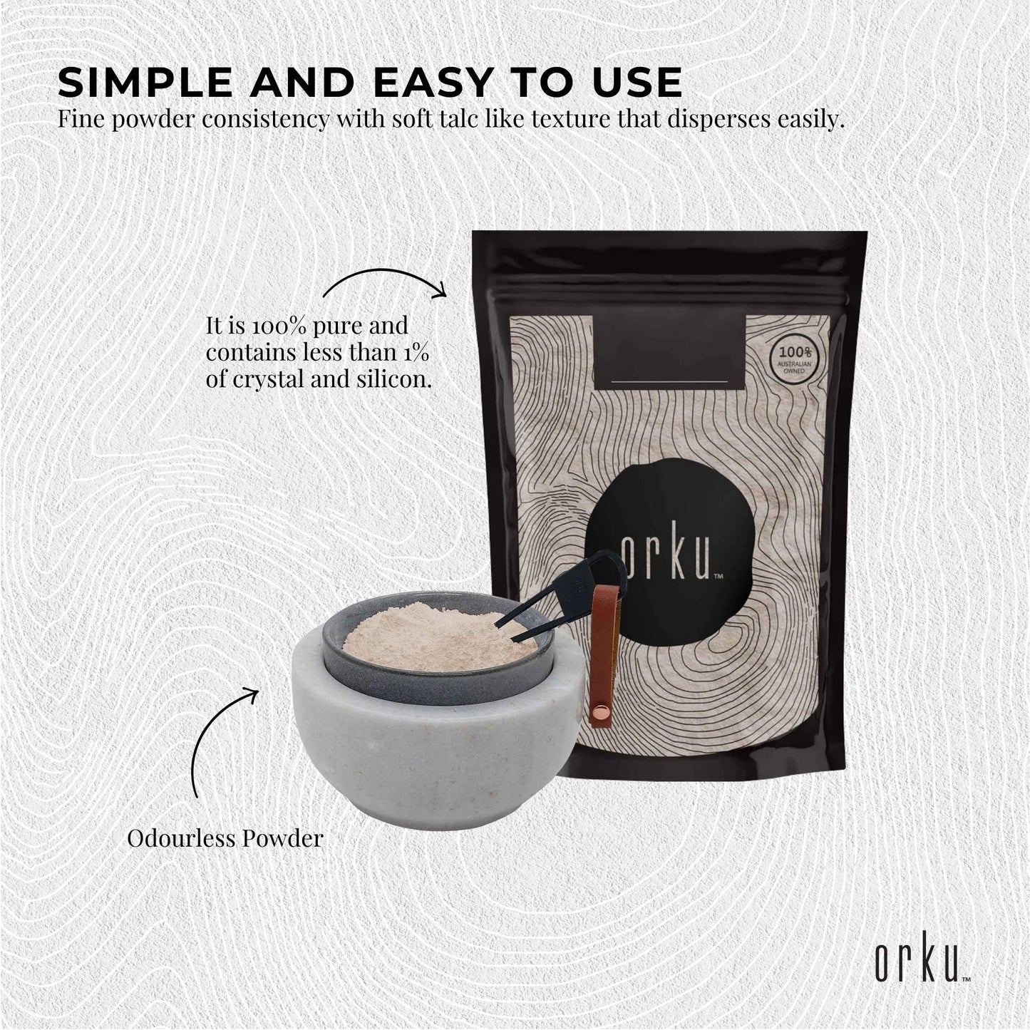 Hlpmedical Orku 50g fine diatomaceous earth food grade fossil shell flour powder, natural dietary supplement for health and wellness