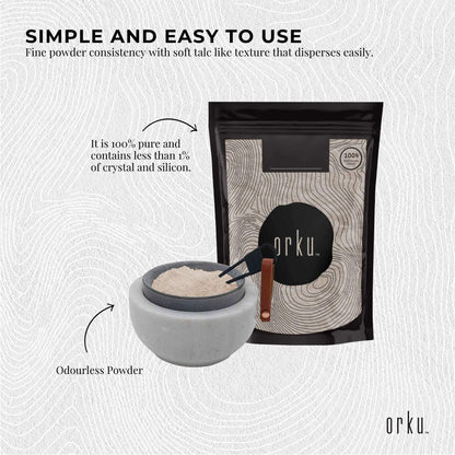 Hlpmedical Orku 50g fine diatomaceous earth food grade fossil shell flour powder, natural dietary supplement for health and wellness