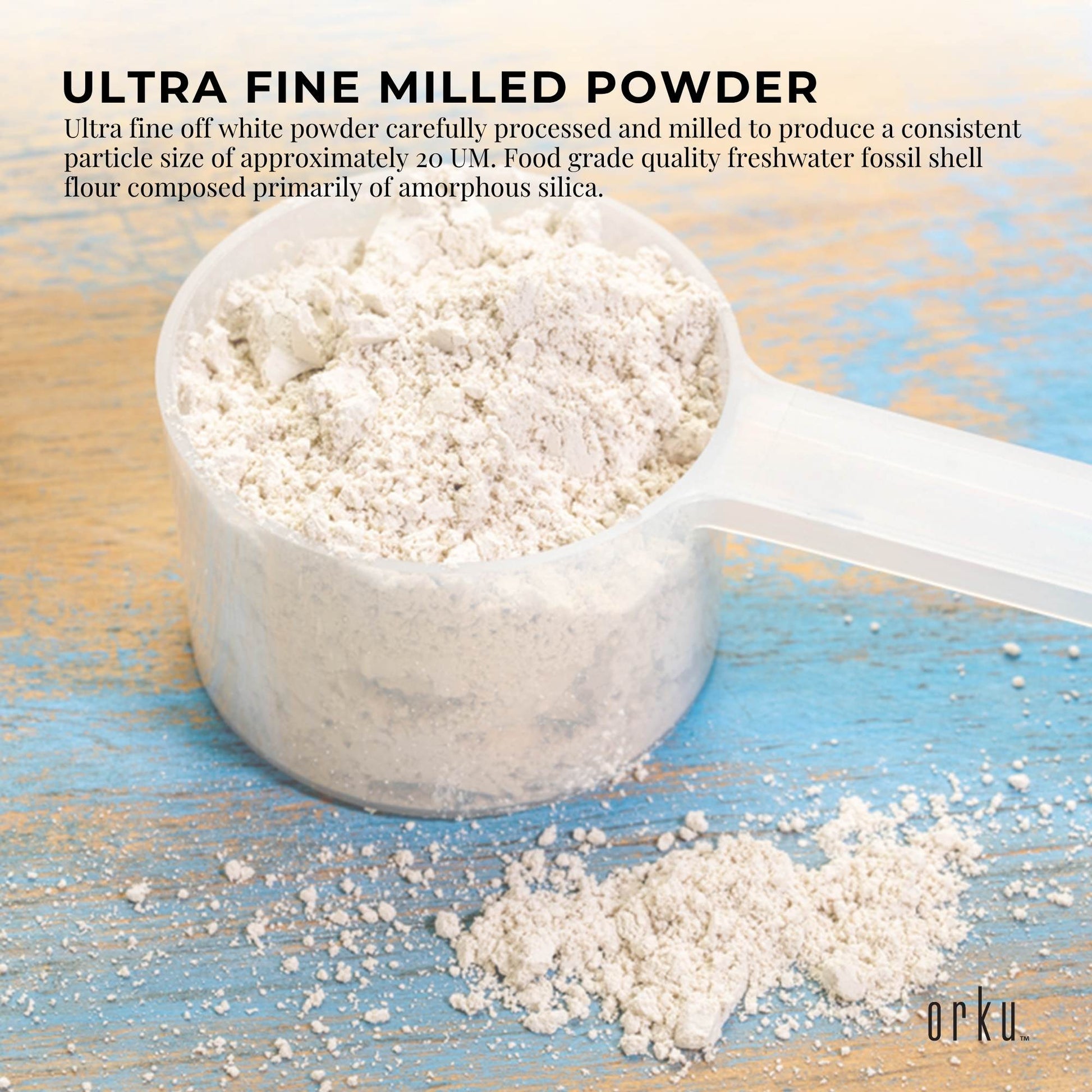 Hlpmedical Orku 22.6kg food grade diatomaceous earth fossil shell flour powder, health and beauty supplement bulk container