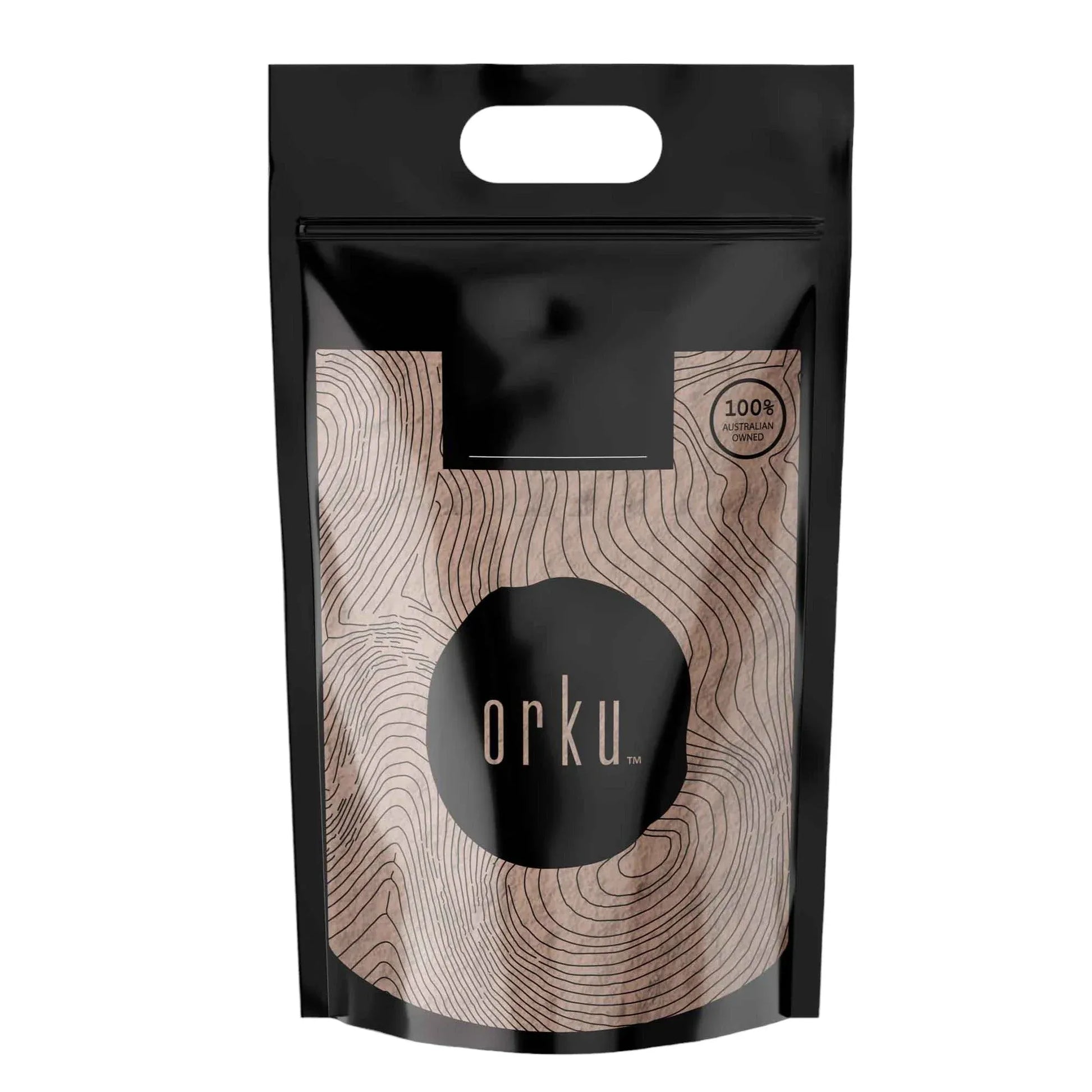 10kg pure micronized Zeolite powder mineral from Volcamin, shown in a clear container for health and beauty supplement use.