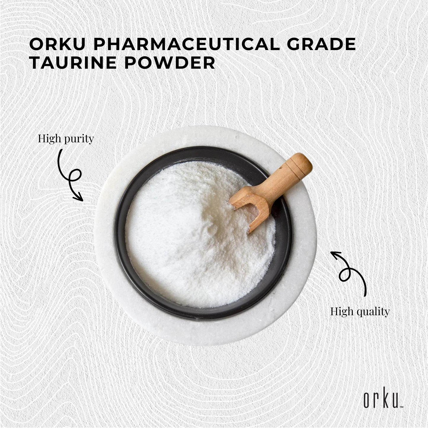 Hlpmedical Orku 400g Taurine Powder, high purity L-Taurine amino acid supplement for health and nutrition.