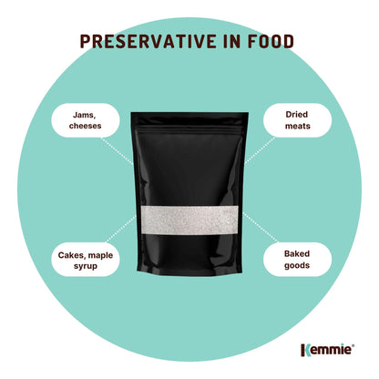 Hlpmedical Kemmie 1Kg potassium sorbate food grade granules, preservative E202 for food and cosmetics in a clear container