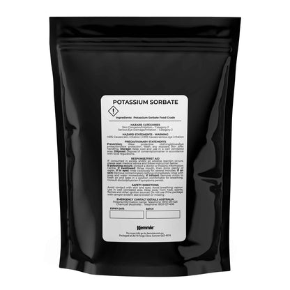 Hlpmedical Kemmie 2kg potassium sorbate food grade granules preservative for food and cosmetics in a clear bag.